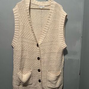 BUCKETLIST Cream Sleeveless Knit Button-Front Vest